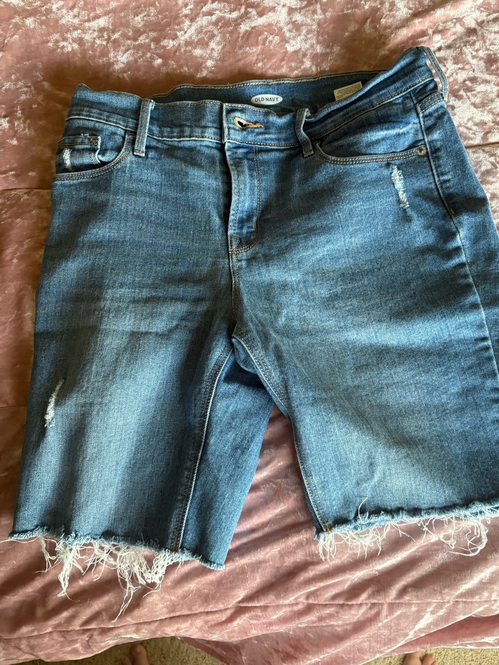Old Navy Blue Frayed Hem Denim Bermuda Shorts